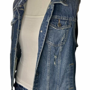 Mossimo Distressed Denim Vest Jacket Women’s XL